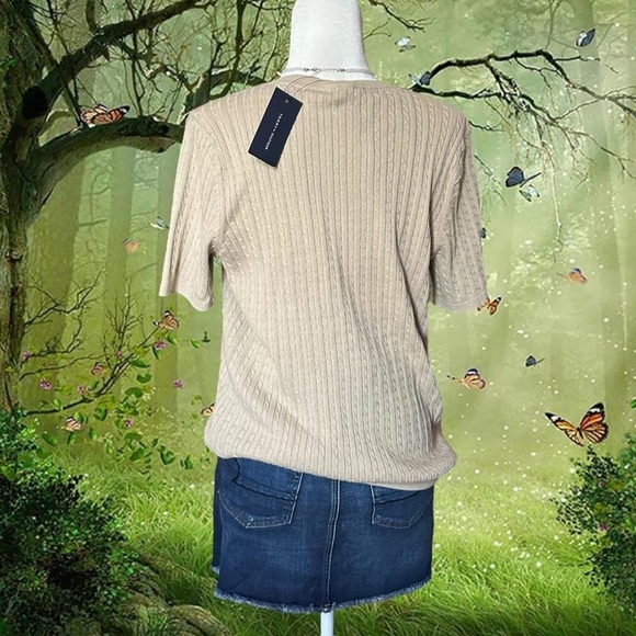 NWT Tommy Hilfiger Beige Cableknit Top Size L- originally $59.50 - Picture 5 of 8